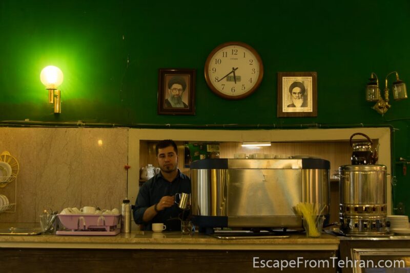 Tehran's famed Naderi (NAW-deri) Cafe, established 1927, on Jomhouri Ave.