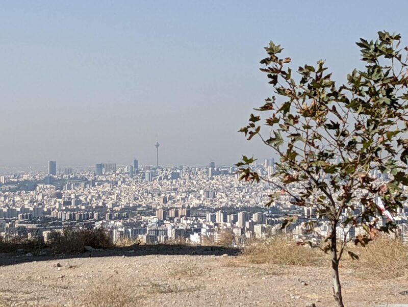 Tehran city sprawl under haze of pollution, viewed from Sohanak, Tehran, Iran, copyright ali torkzadeh, EscapefromTehran com