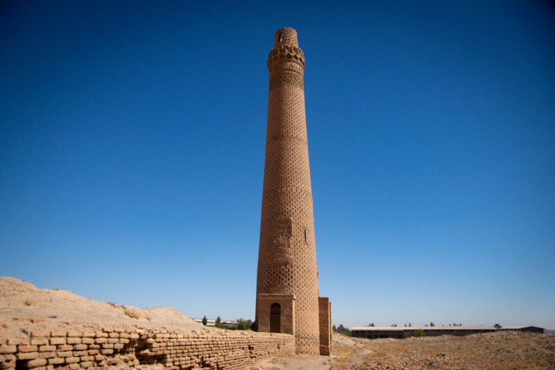 Tenth-century Ayaz's Minaret next to Arsalan Jazeb Tomb, near Mashhad, Iran