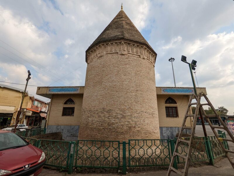 Tour of Caspian Coast: destruction of historical monuments in Iran - the towers at Seyyed Zein Al-Abedin Hoseiniye Sari Mazandaran Iran